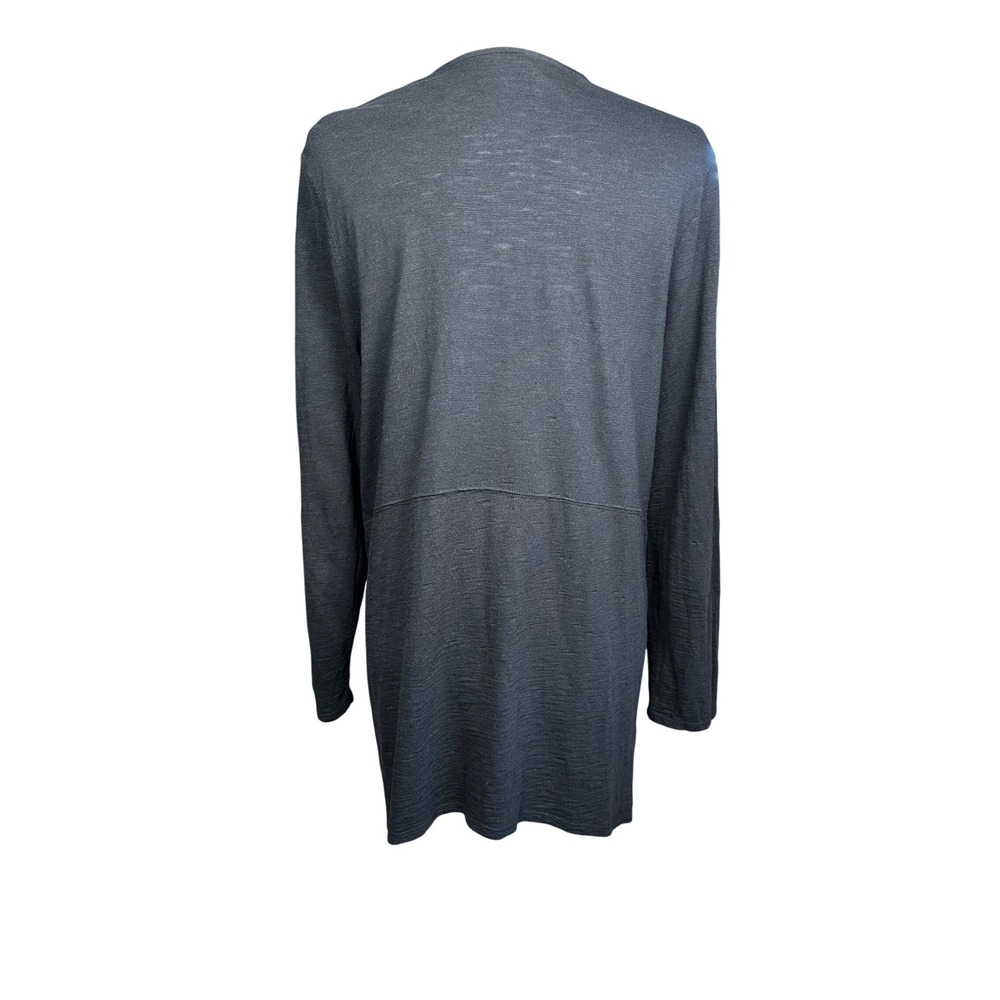Chicos Open Cardigan Black Large Ultimate Tee Open‎ Front Slub Knit Pockets - Picture 9 of 10